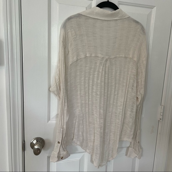 Free People cream long sleeve button down top - Picture 5 of 14